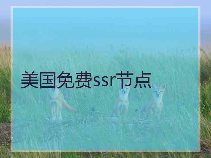 美国免费ssr节点