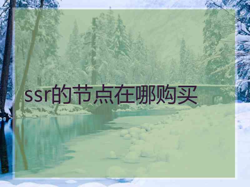 ssr的节点在哪购买