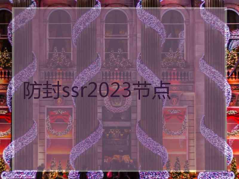 防封ssr2023节点