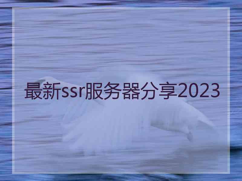 最新ssr服务器分享2023