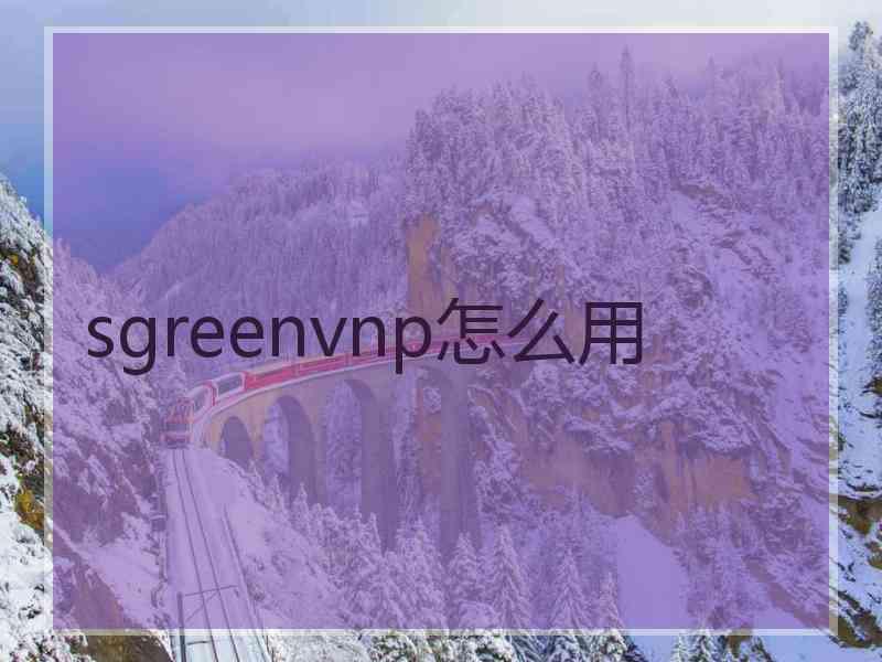 sgreenvnp怎么用